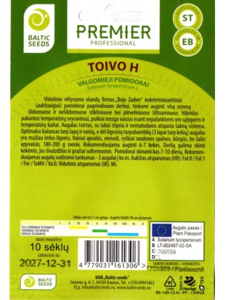 Pomidor 'Toivo' H, 10 nasion